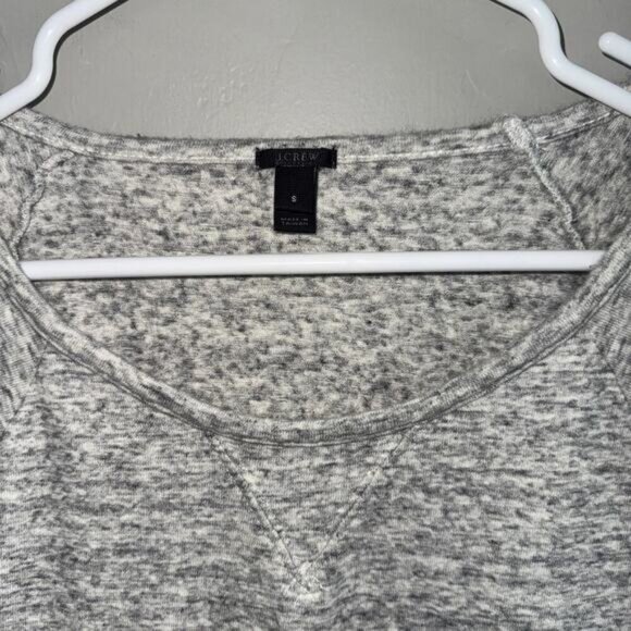 J. Crew Woman’s Gray Cotton Terry Sweater Crewneck 3/4 Sleeve Sz S Style 58284 - Picture 2 of 6